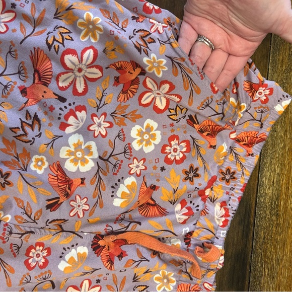 Duluth Trading Co floral bird Cardinal printed set Women's Large Pink Orange - Picture 8 of 8